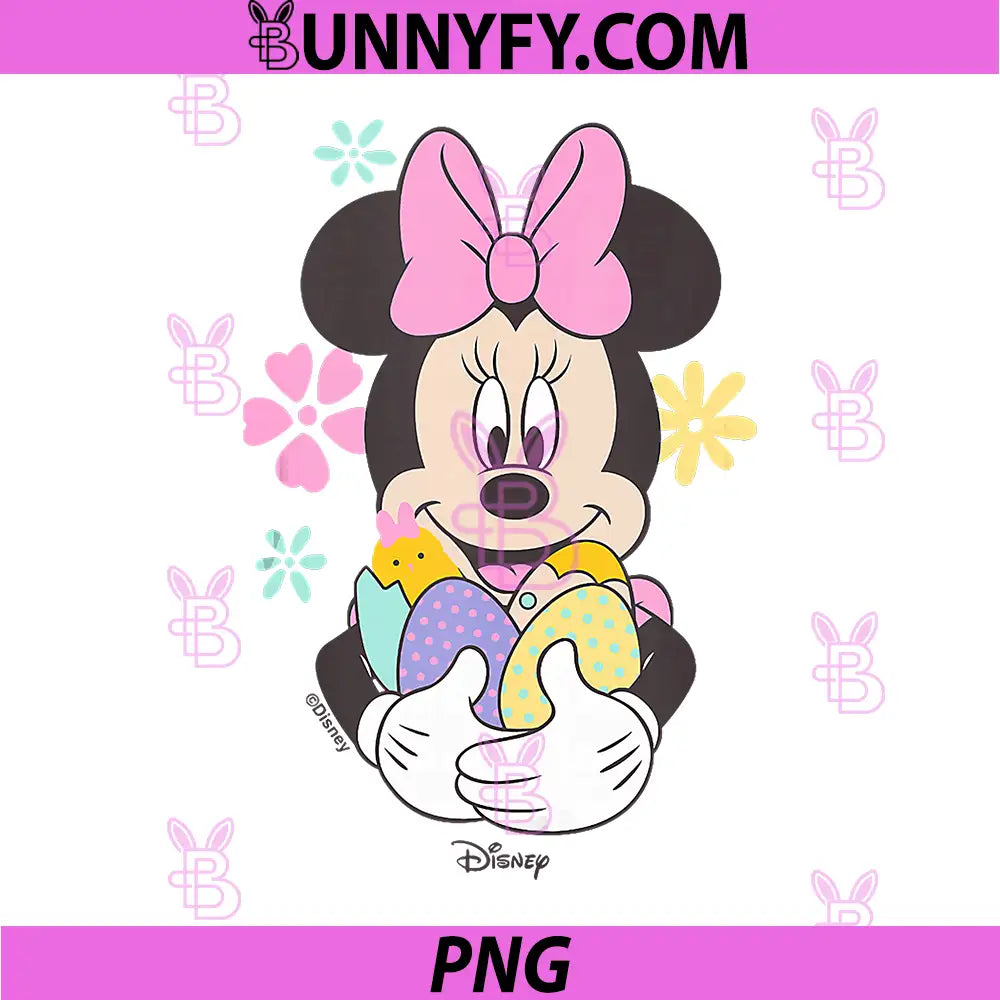 Disney Minnie Mouse Easter PNG, Eggs and Baby Chick Pastel PNG
