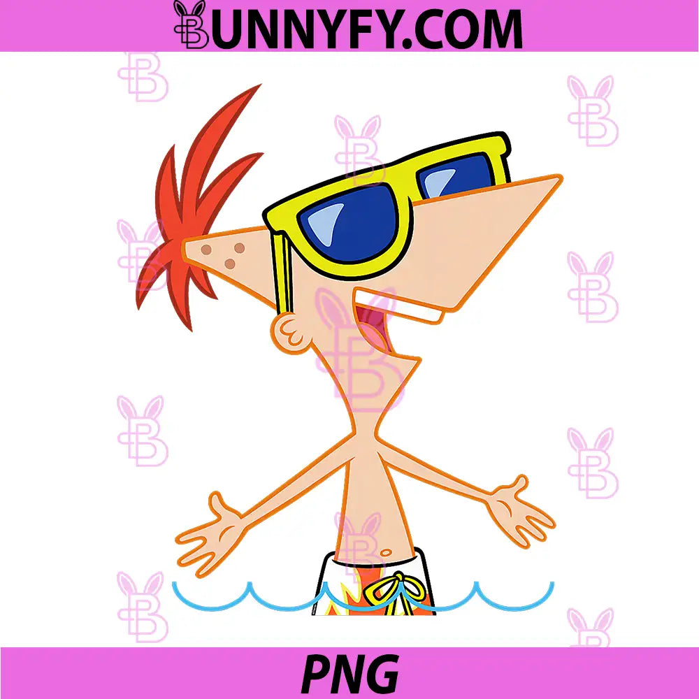 Disney Phineas and Ferb PNG, Summer Vacation Swim Time Phineas PNG