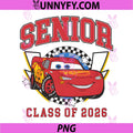 Disney Pixar Cars 2 Senior PNG, Class of 2026 Varsity Style Logo PNG