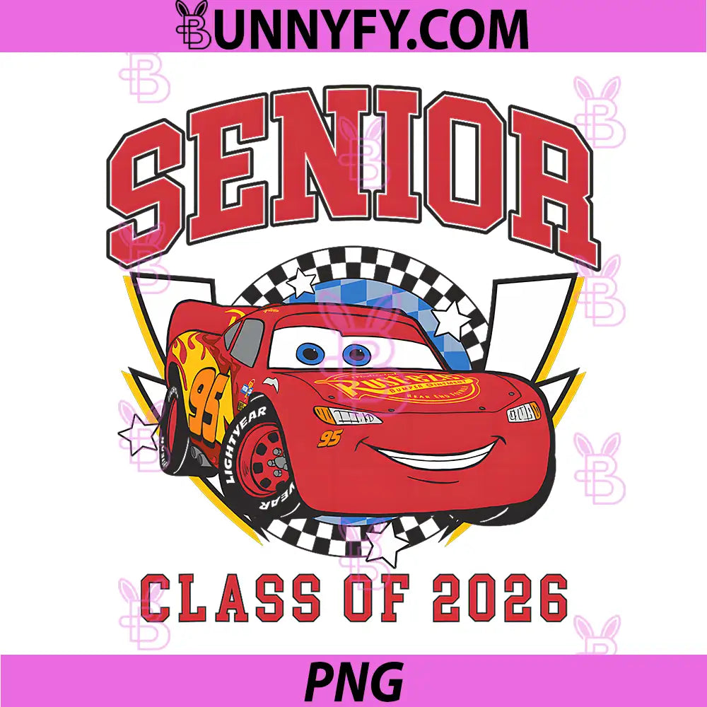 Disney Pixar Cars 2 Senior PNG, Class of 2026 Varsity Style Logo PNG