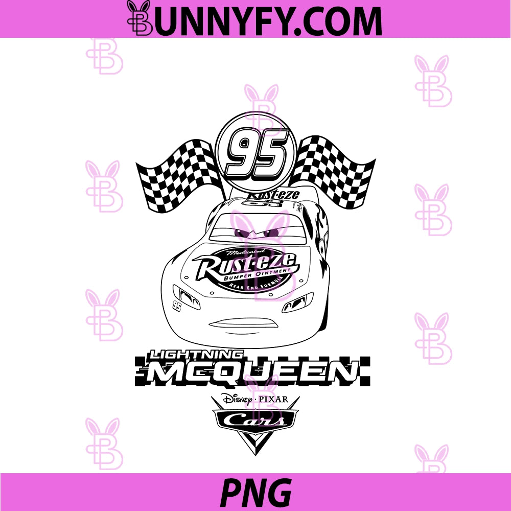 Disney Pixar Cars Lightning McQueen PNG, Black & White Poster PNG