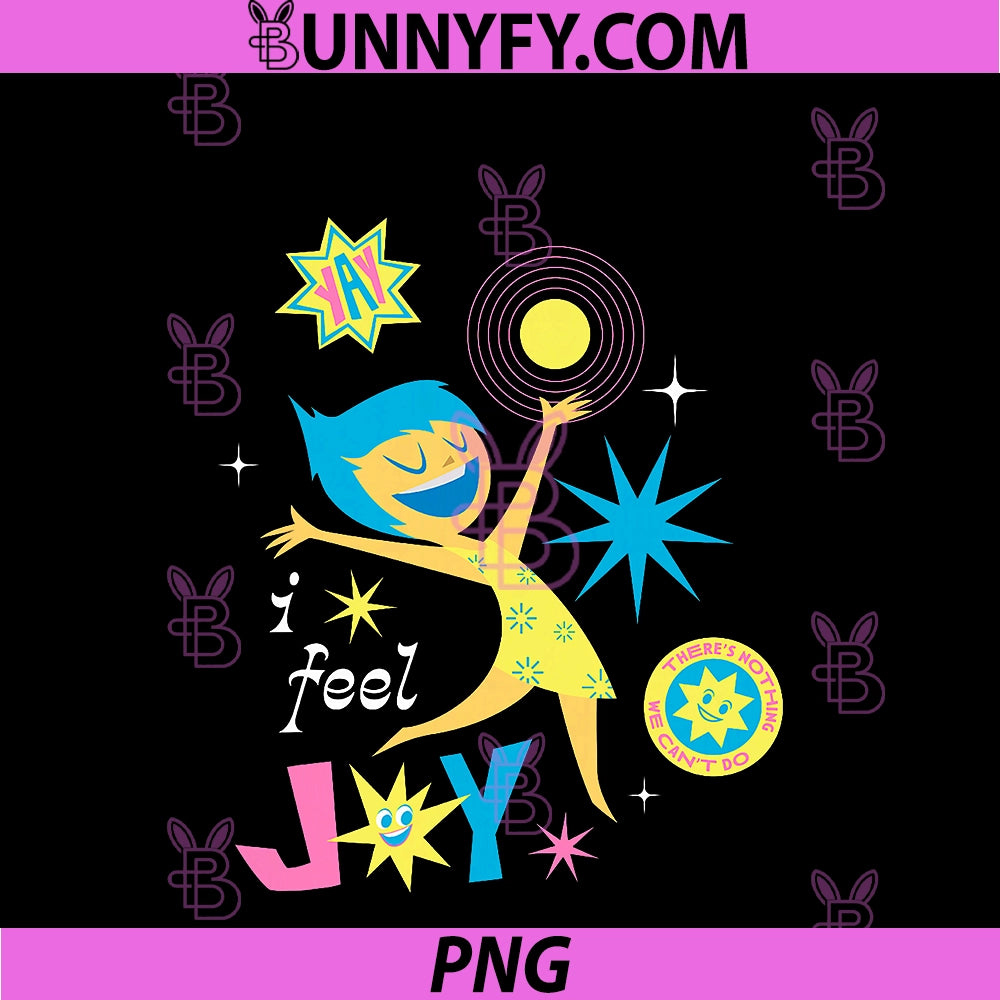 Disney Pixar Inside Out 2 Yay! I Feel Joy PNG, Vintage Logo PNG