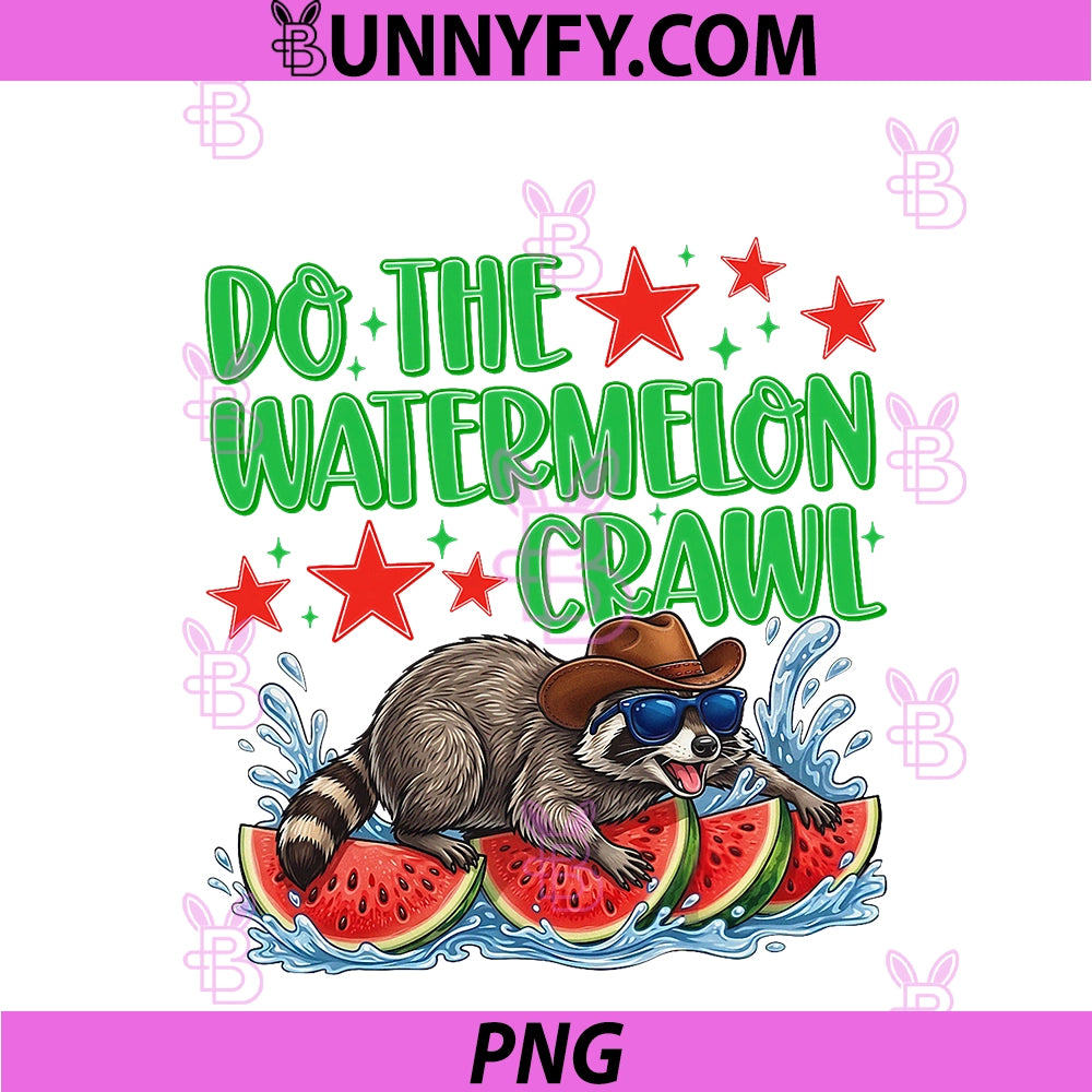 Do The Watermelon Crawl PNG, Funny Raccoon Cowboy Graphic Summer PNG
