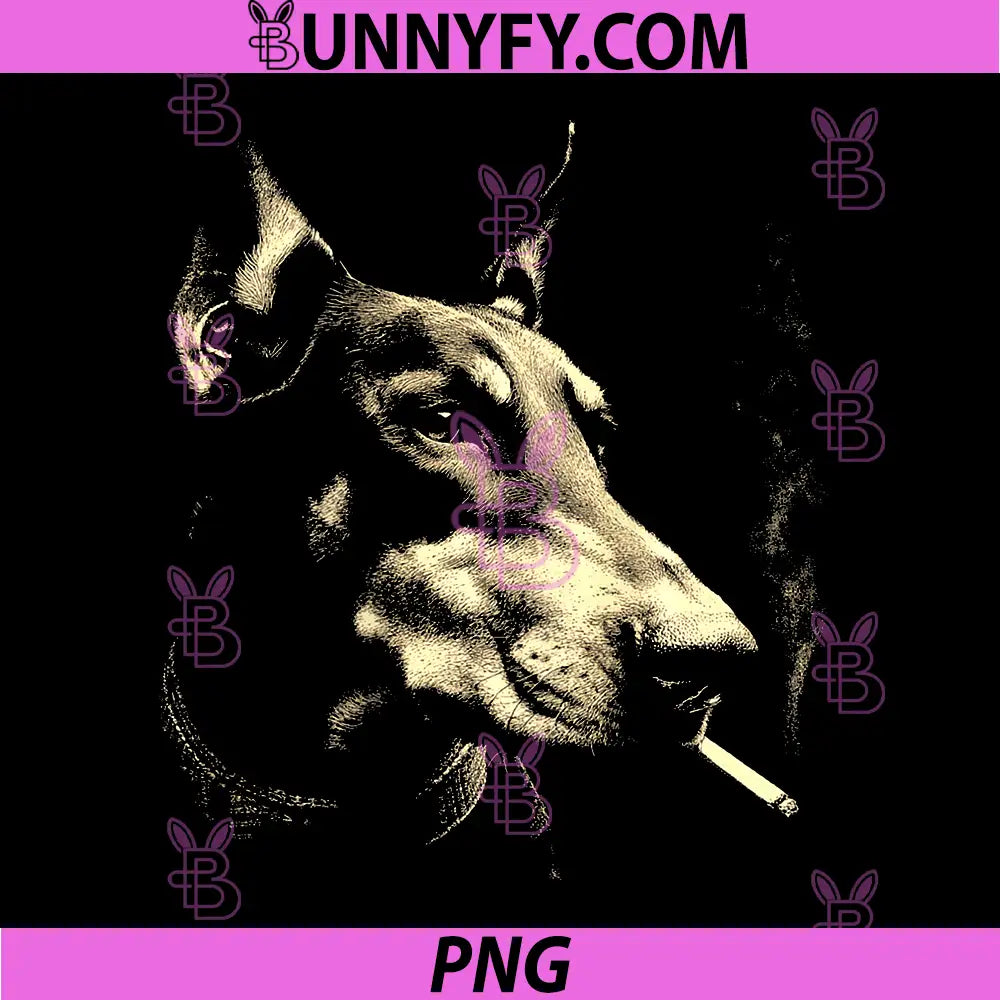 Doberman Smoking Cigarette PNG, Grunge Vintage Meme 90s PNG