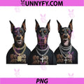 Doberman Trio With Gold Chains PNG, Gangster Doberman Street Style PNG