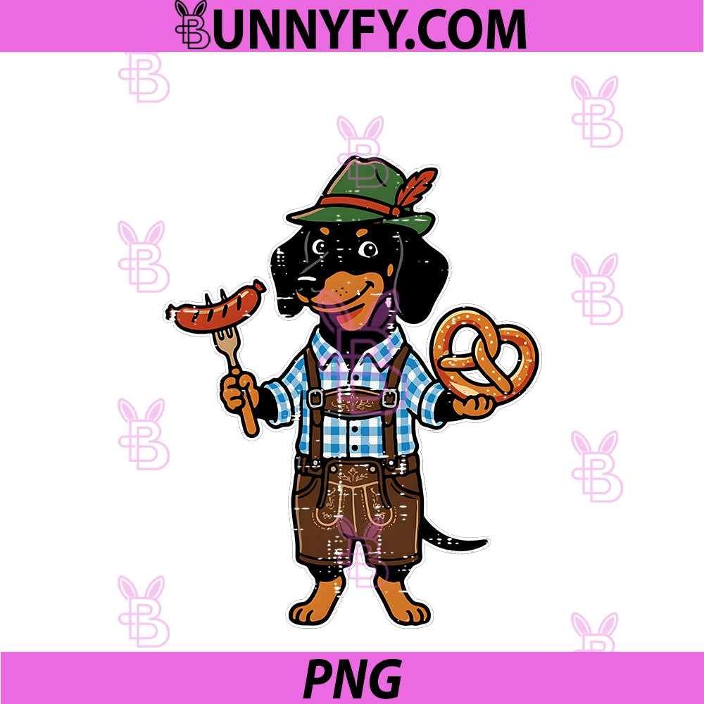 Dog Dachshund Lederhosen PNG, Pretzel Oktoberfest PNG