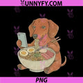 Dog Eating Ramen PNG, Funny Dachshund Meme PNG