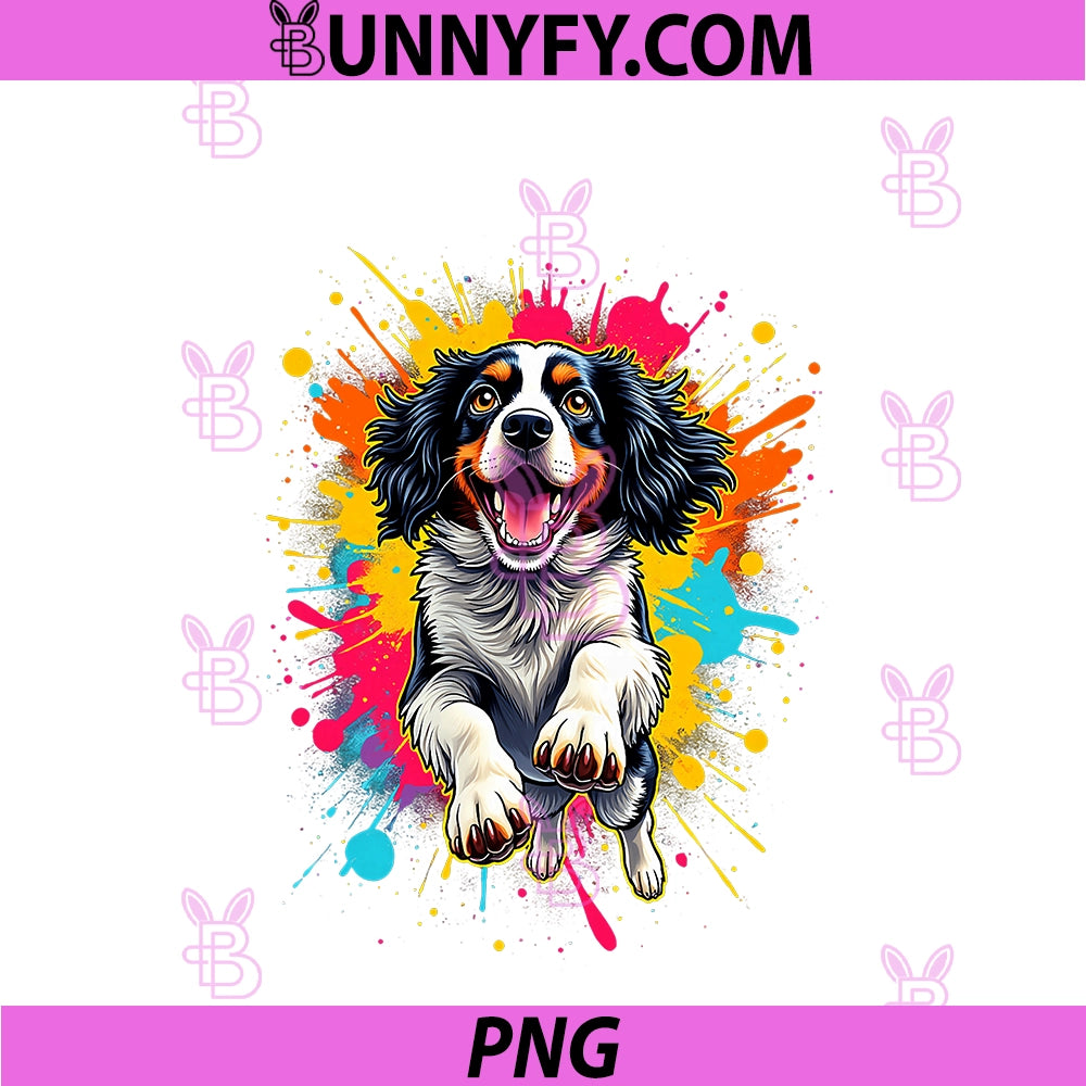 Dog Jumping Splash Art For English PNG, Springer Spaniel Lovers PNG
