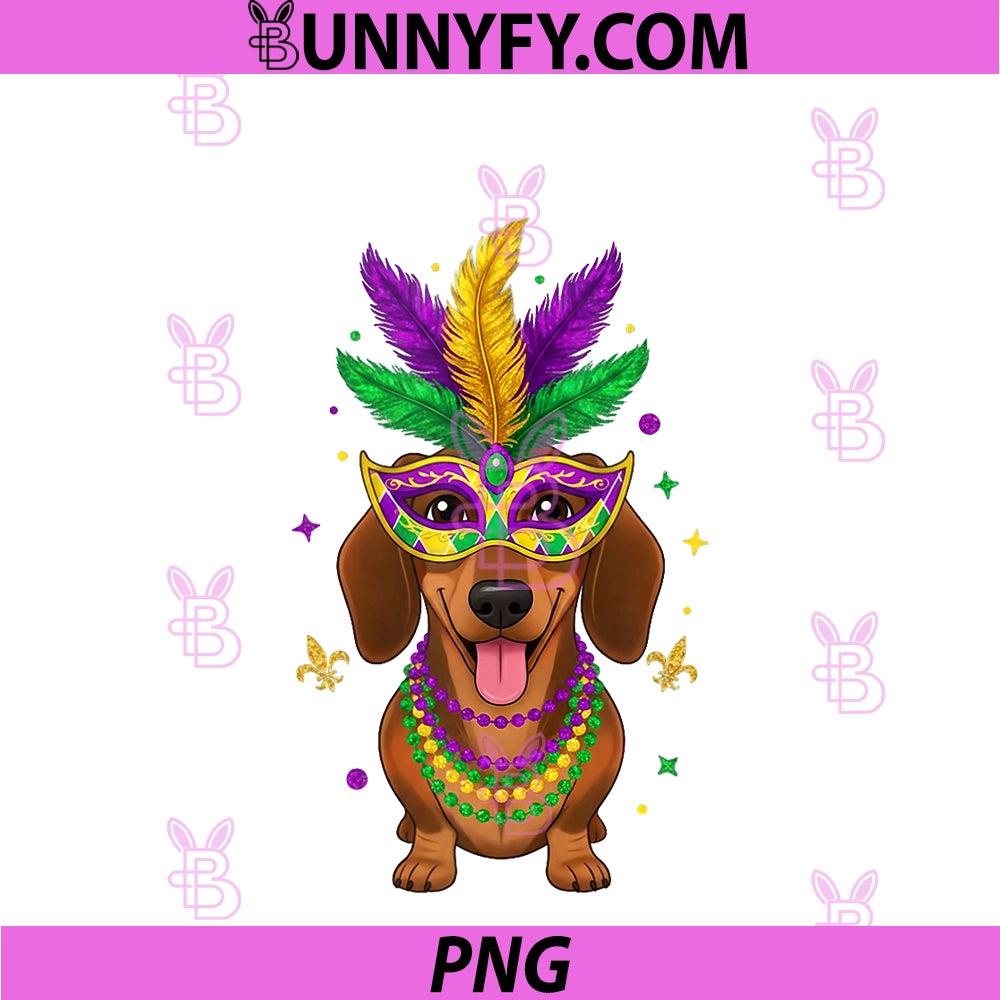 Dog Lover Pet Dachshund Mardi Gras PNG, Carnival Jester Beads PNG