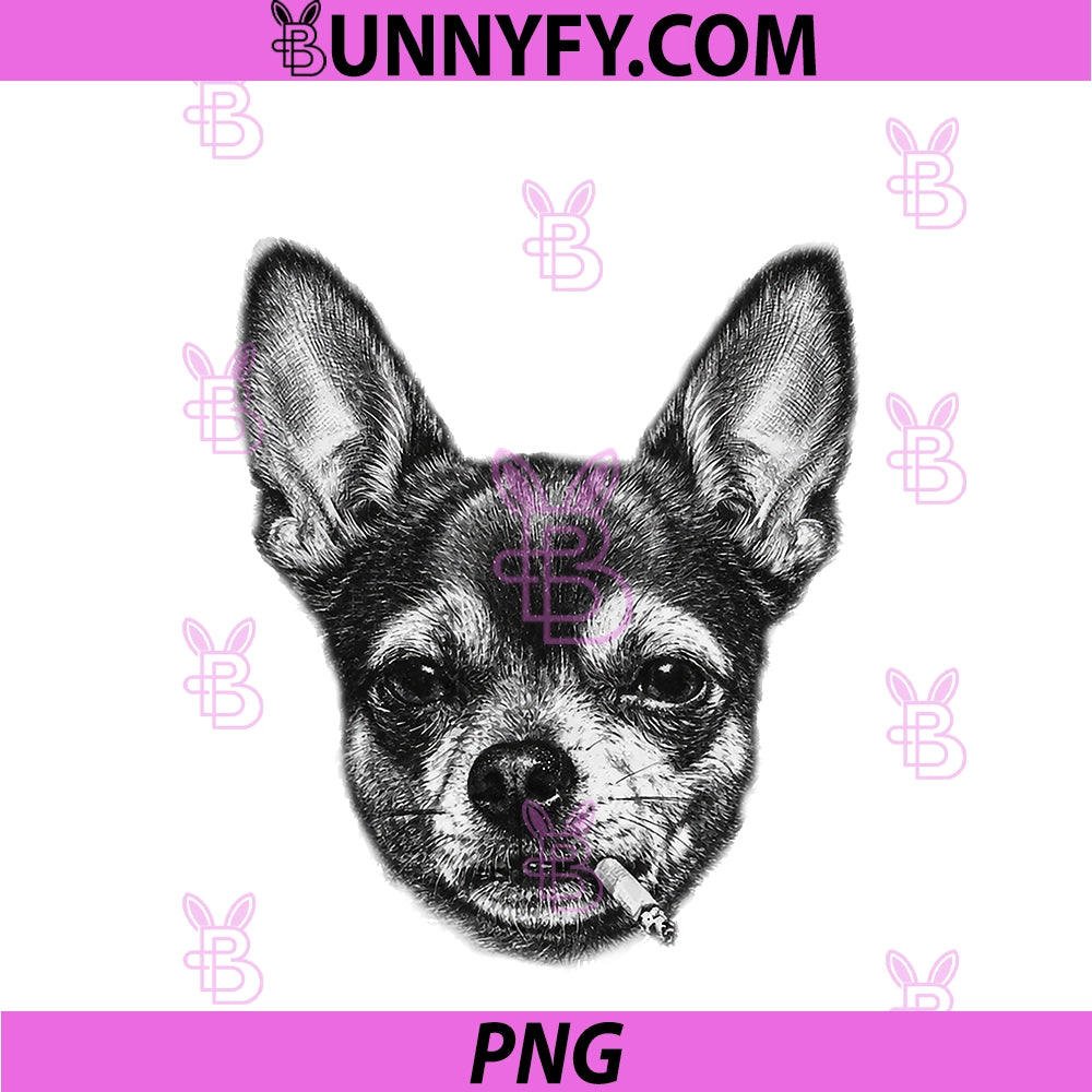 Dog Smoking Cigarette PNG, Funny Chihuahua Meme Vintage PNG