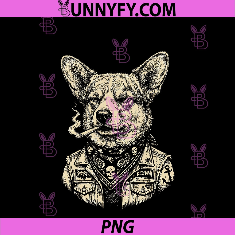 Dog Smoking Cigarette PNG, Funny Vintage Corgi Meme PNG