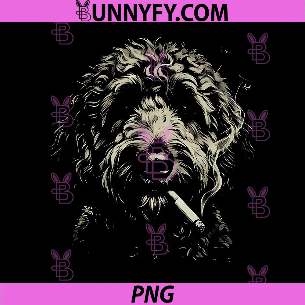 Dog Smoking Cigarette PNG, Smoking Goldendoodle PNG