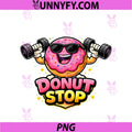 Donut Stop PNG, Funny Gym Mascot Graphic PNG