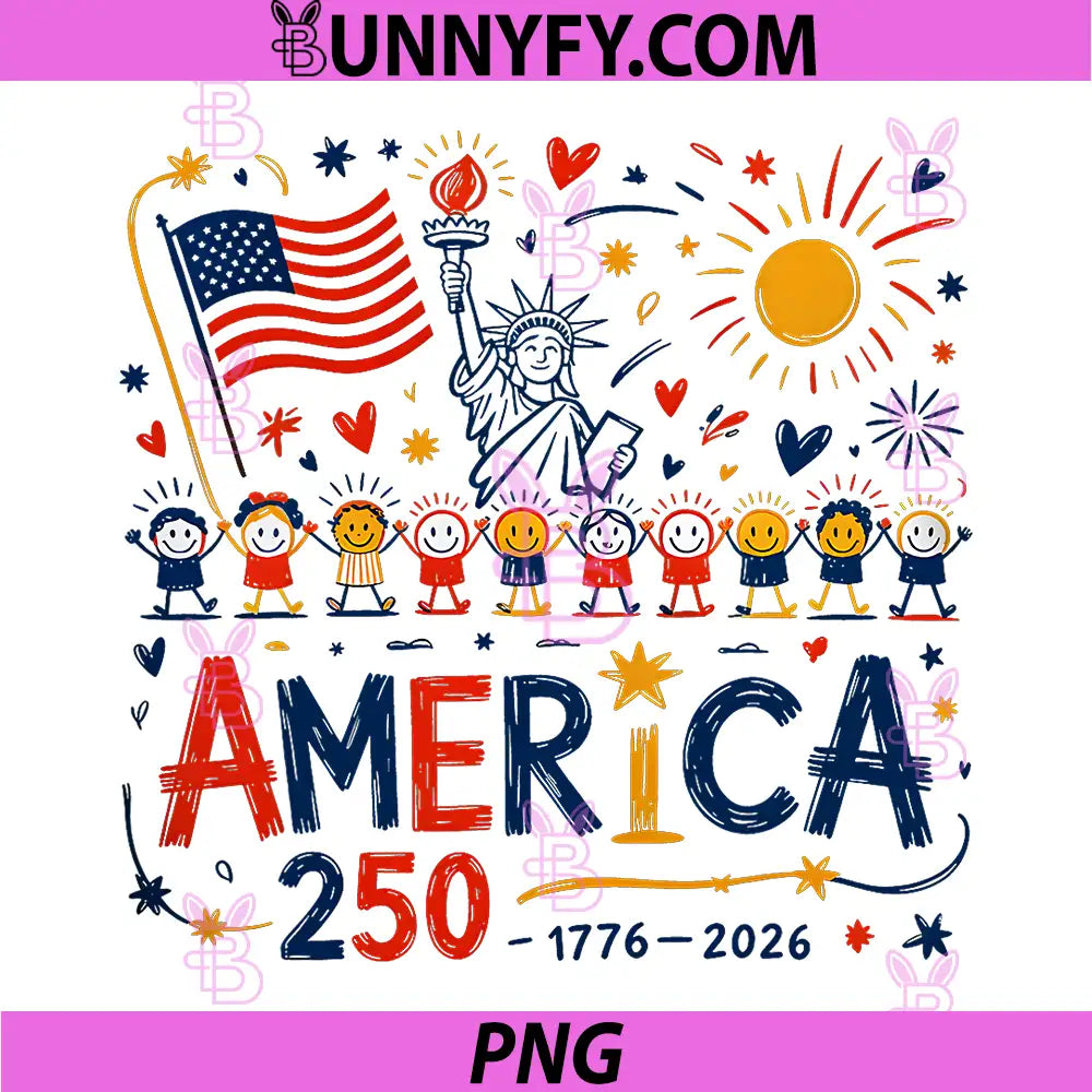 Doodle America 250 PNG, 1776 2026 Patriotic PNG