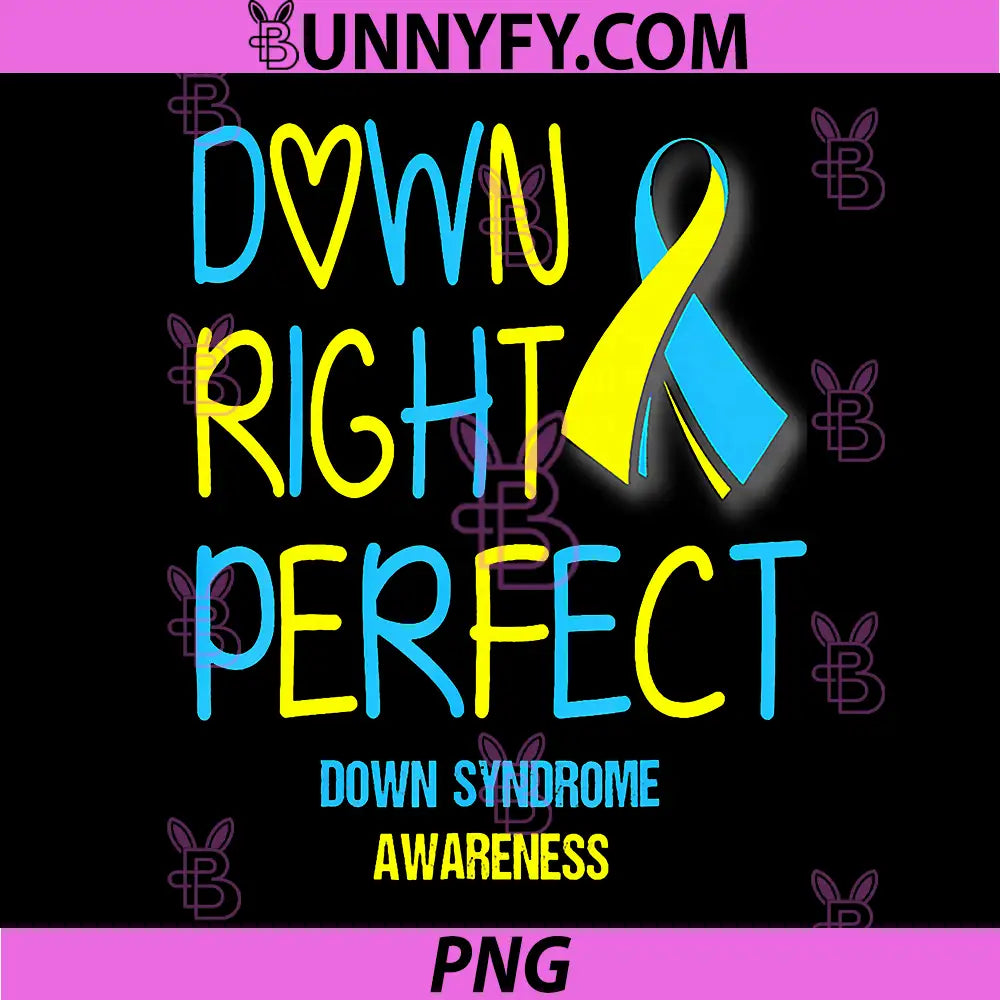 Down Right Perfect Awareness PNG, Down Syndrome Ribbon PNG