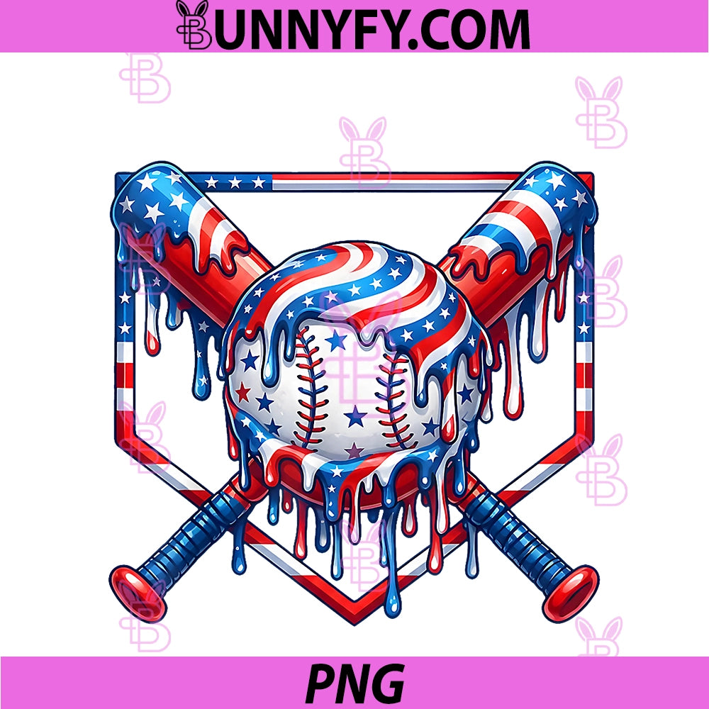 Drip Baseball Lifestyle Mascot PNG, Funny 4th Of July PNG