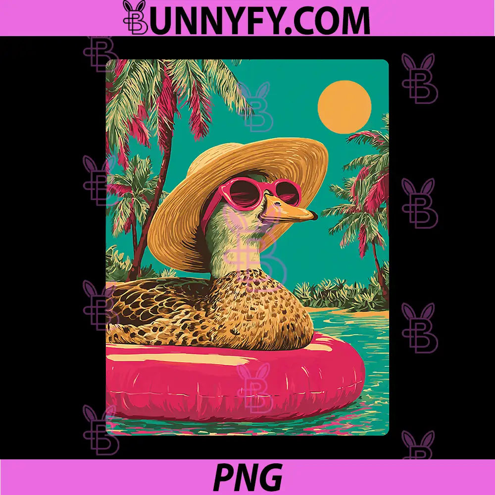 Duck with Sunglasses PNG, Tropical Animal Pool Party Summer PNG