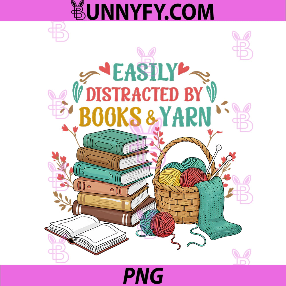 Easily Distracted By PNG, Books And Yarn PNG