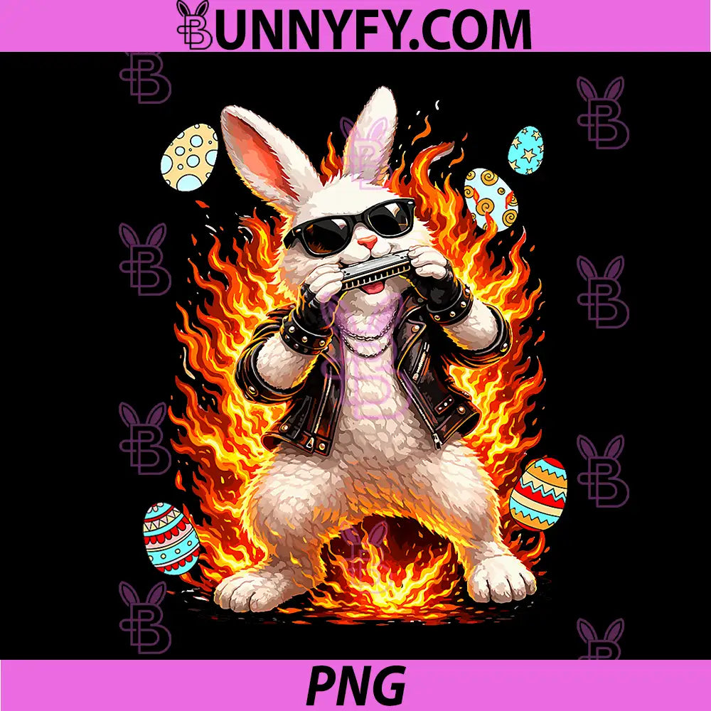 Easter Bunny Playing Harmonica PNG, Instrument Chocolate Eggs PNG
