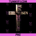 He Is Risen Wooden Cross Matthew 286 PNG, Christian Easter Faith PNG