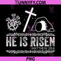 He Is Risen Matthew 286 Cross And Empty Tomb PNG, Christian Easter Faith PNG