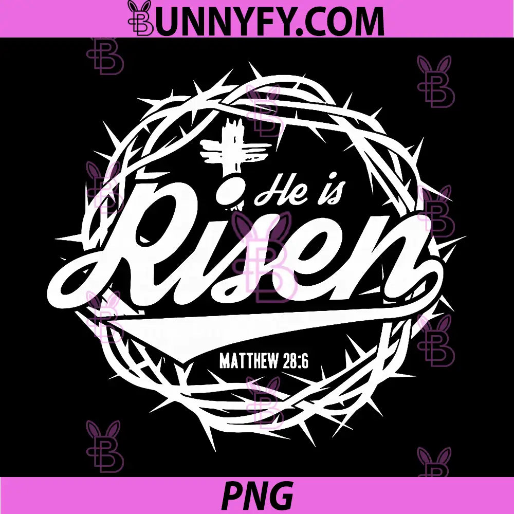 He Is Risen Matthew 286 Christian Cross PNG, Easter Faith Design PNG