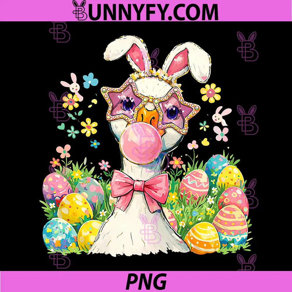 Easter Cute Goose Bunny PNG, Ears Bubble Gum Egg Hunt PNG