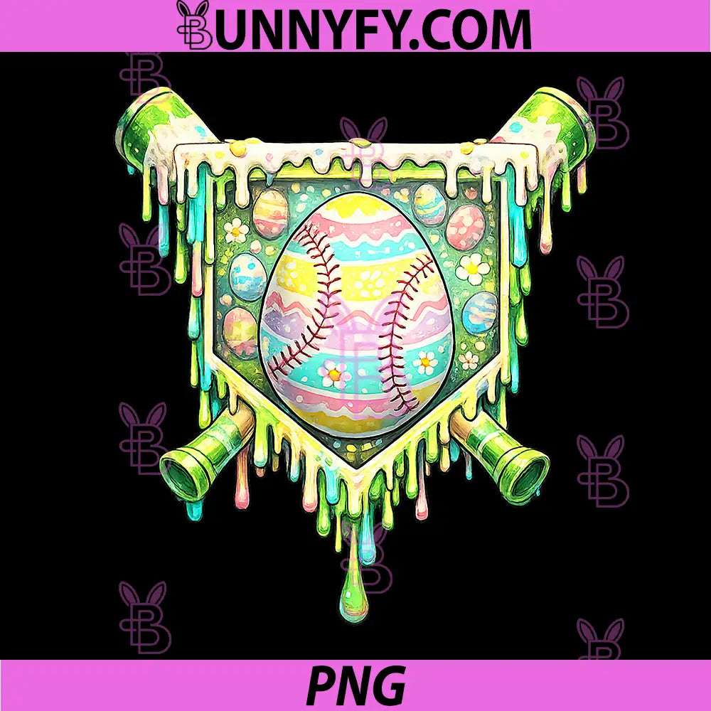 Easter Day Baseball PNG, Ice Cream Drip PNG