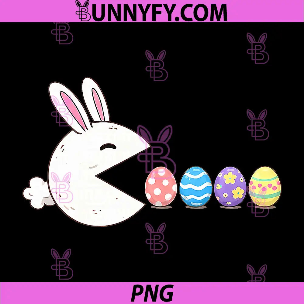 Easter Day Bunny Eating Eggs PNG, Retro Gamer PNG