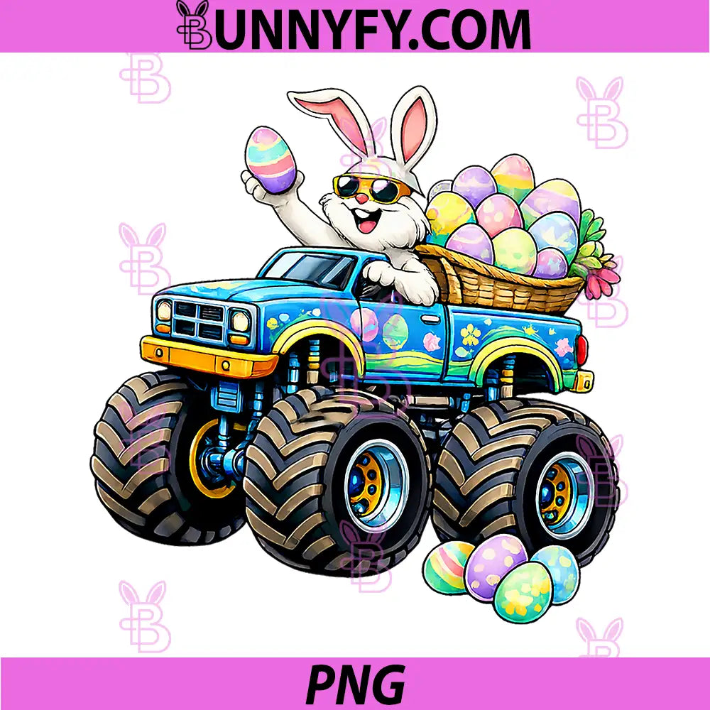 Easter Day Bunny PNG, Monster Truck Eggs Rabbit PNG