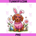 Easter Day Dachshund Dog Outfit PNG, Bunny Ears Egg & Basket Eggs PNG