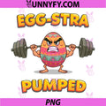 Easter Gym Eggstra Pumped PNG, Funny Muscle Egg Fitness Sport PNG