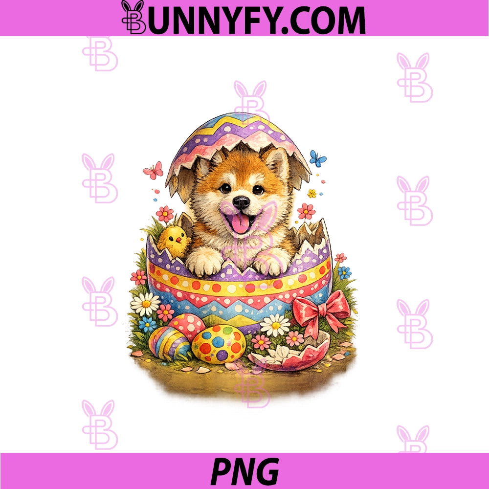 Easter Hatched Egg Akita Puppy Dog PNG, Surprise PNG