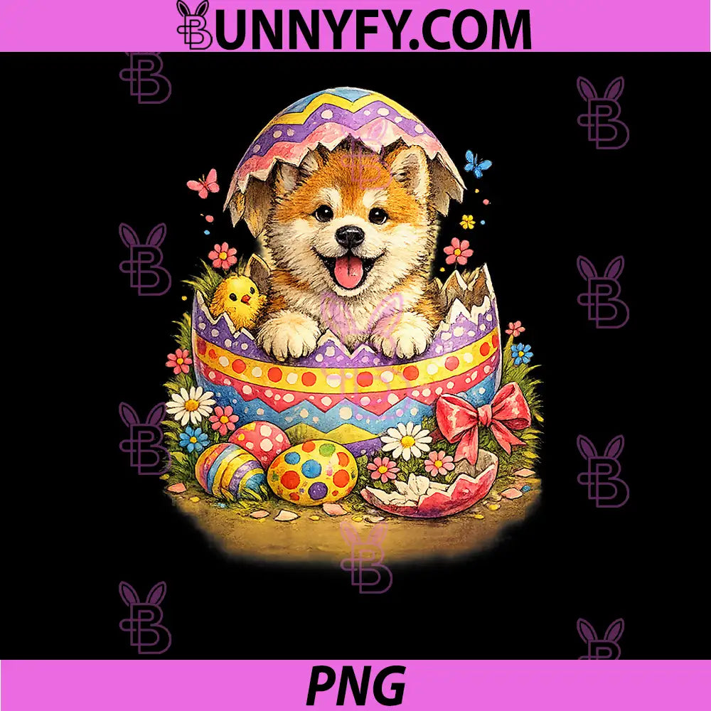 Easter Hatched Egg PNG, Akita Puppy Dog Surprise PNG
