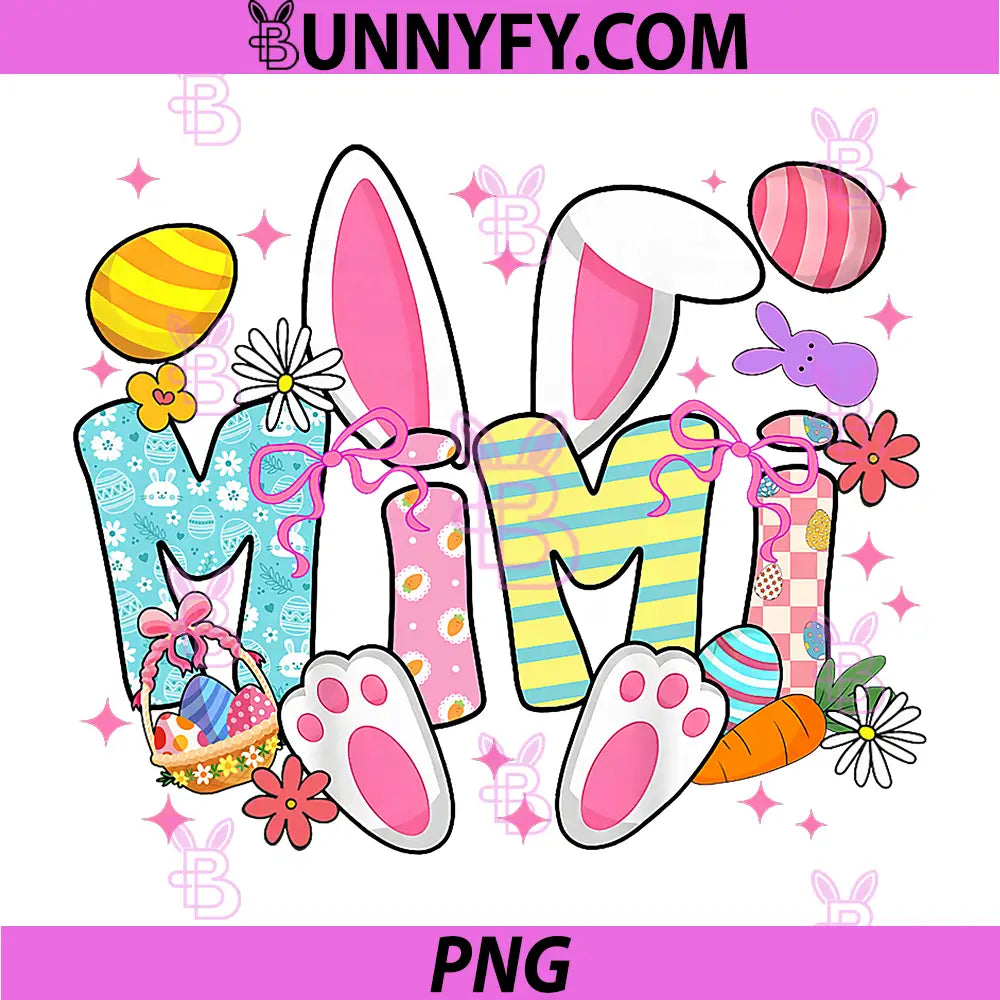 Easter Mimi Bunny Ears PNG, Coquette Bow Easter Rabbit PNG
