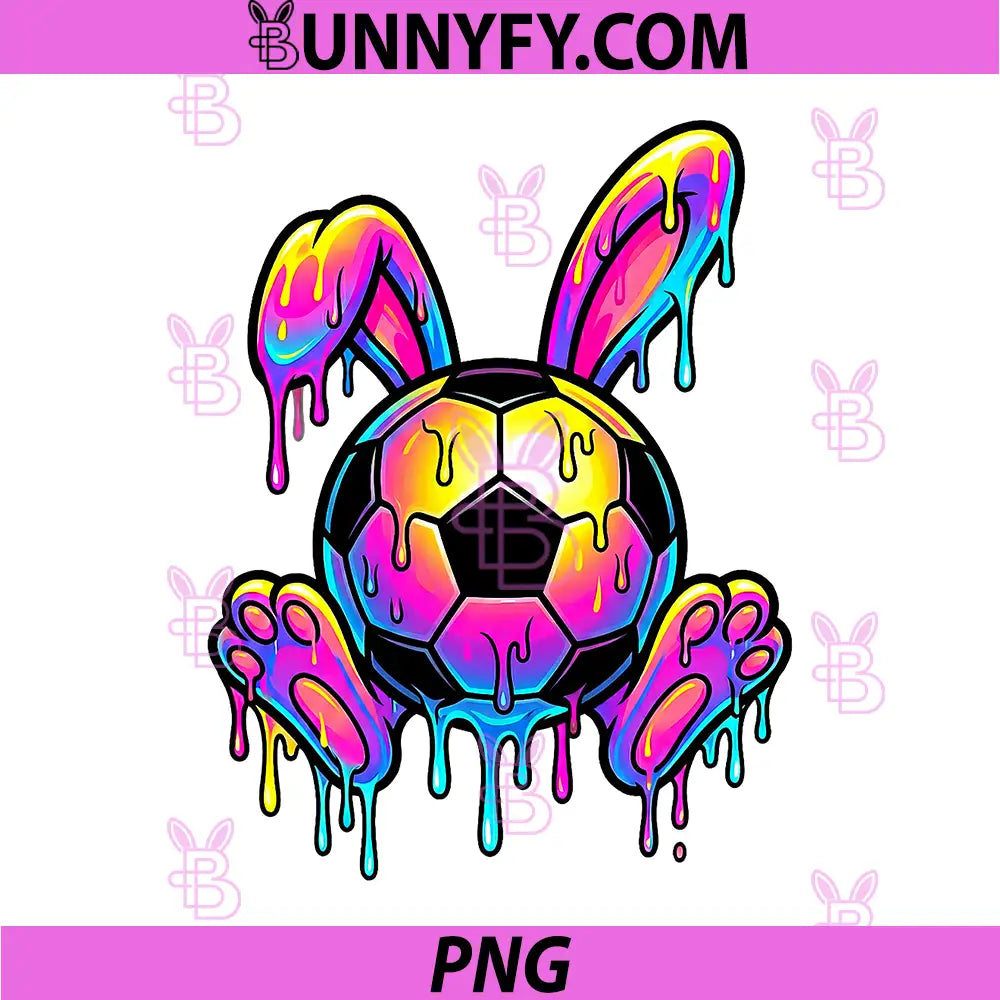 Easter Soccer Ball Drip Rabbit PNG, Ear Bunny Paw Mad March Team PNG