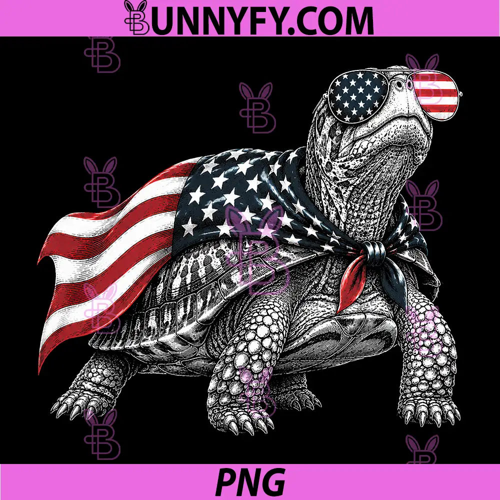 Eastern Box Turtle 4th of July PNG, US American Flag Patriotic PNG