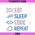 Eat Sleep Code Repeat PNG, Programmer Adulting Humor PNG
