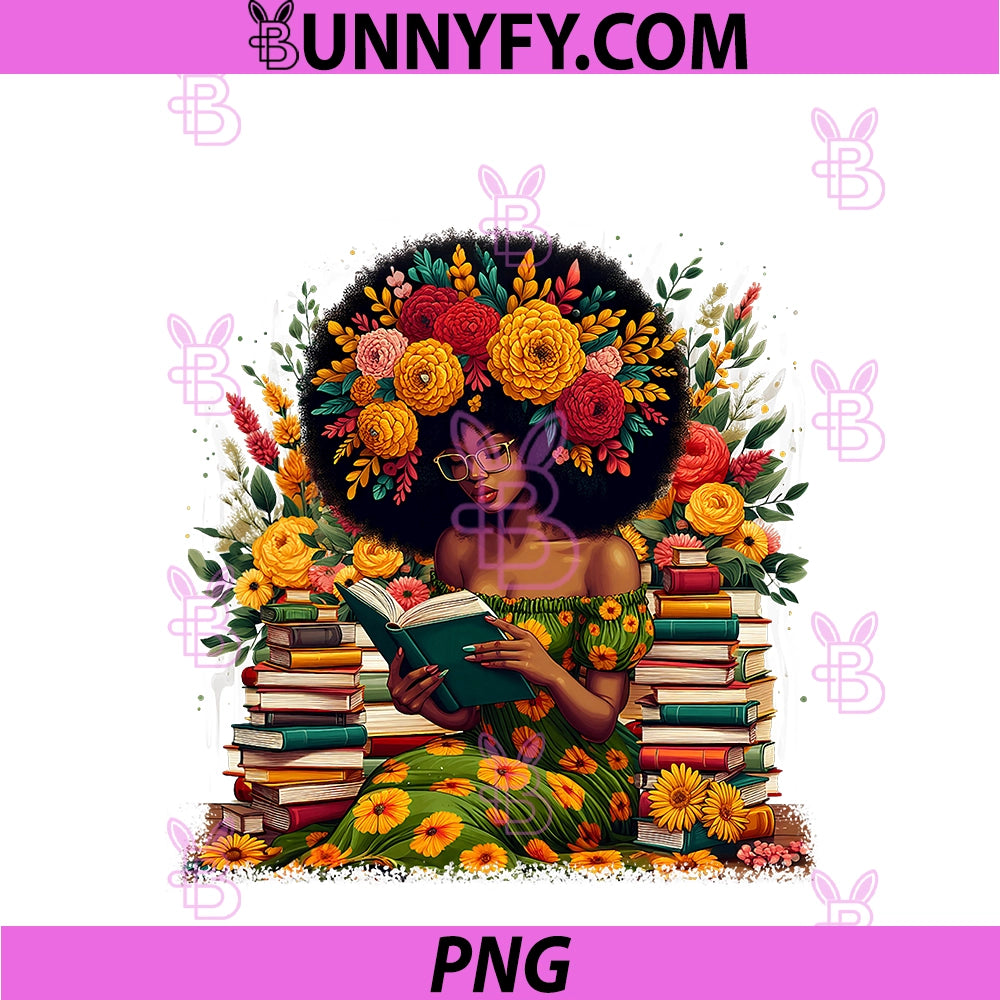 Educated Melanin Queen Afro Women PNG, Reading Book Black History PNG