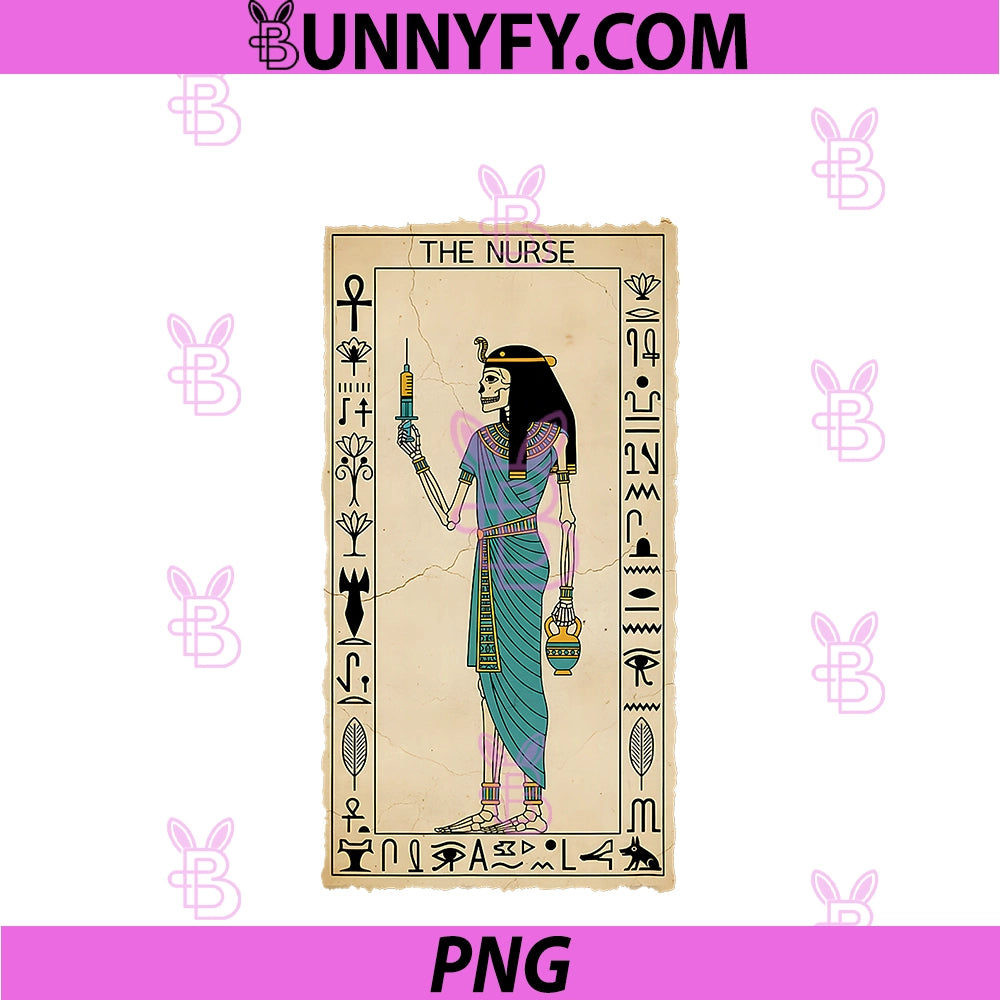 Egyptian Skeleton Nurse PNG, Tarot Card Medical Goth PNG