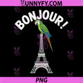 Bonjour Parrot Eiffel Tower Paris Design PNG, Cute France Travel Bird Graphic PNG