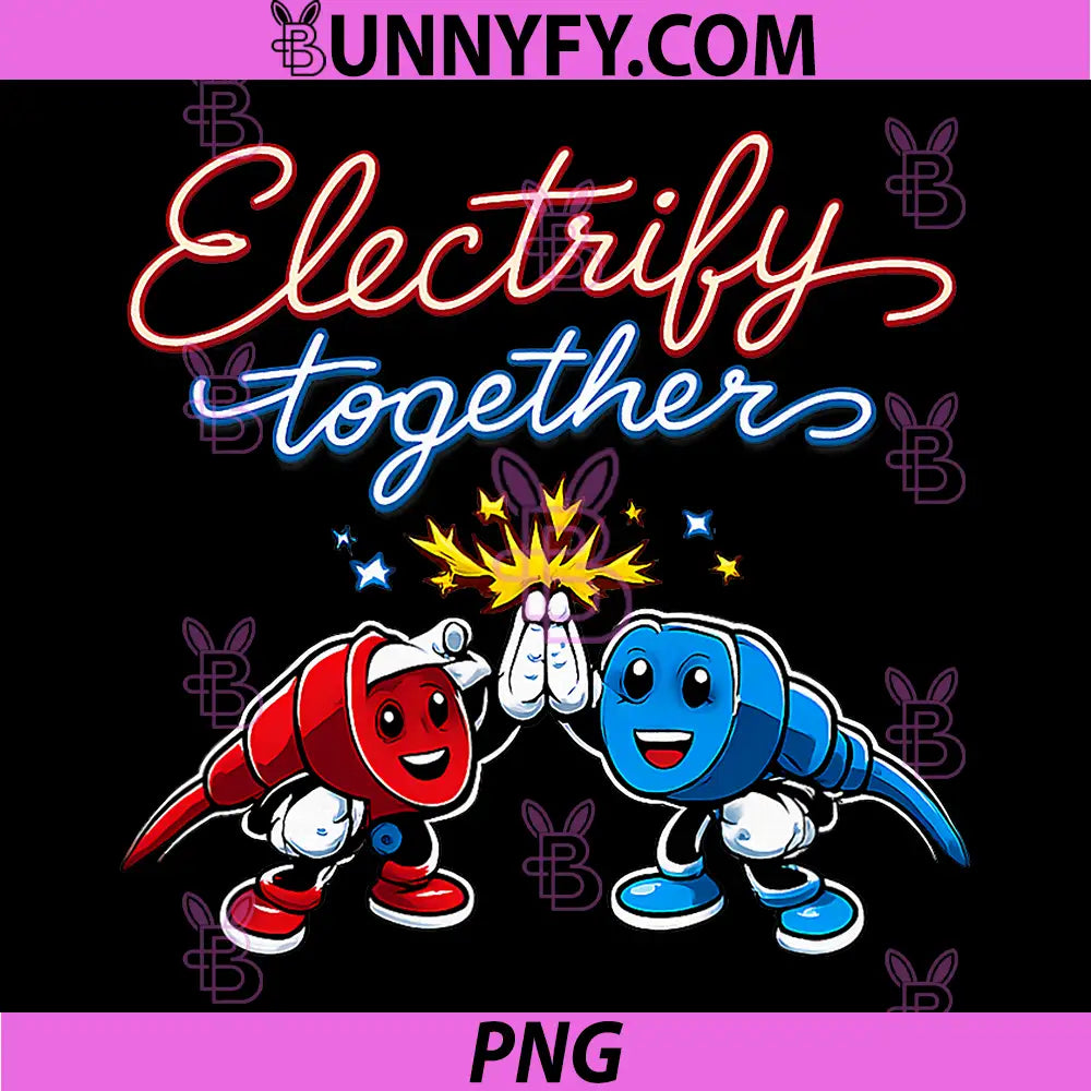 Electrify Together PNG, Funny Electrician Plug High Five PNG