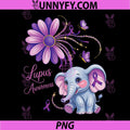 Elephant Lupus Awareness PNG, Sunflower Purple Ribbon PNG