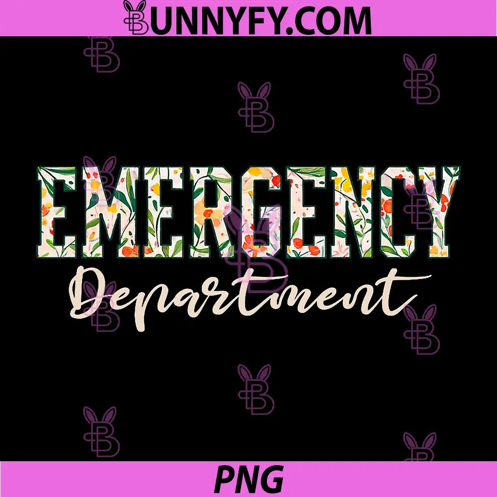 Emergency Department Floral Medical Design PNG, ER Nurse Healthcare PNG