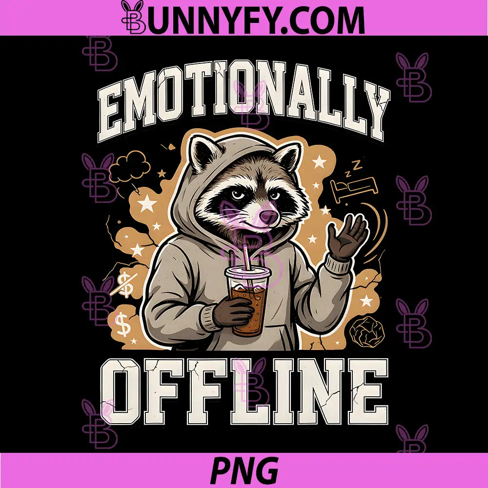 Emotionally Offline Raccoon PNG, Introvert Humor PNG