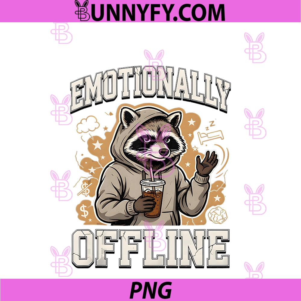 Emotionally Offline Raccoon PNG, Introvert Humor PNG