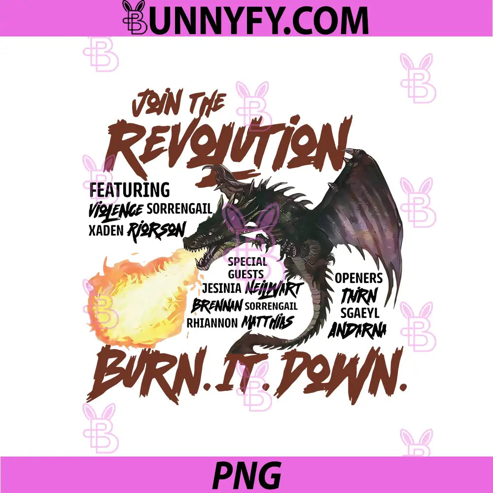 Burn It Down Dragon Rider Art PNG, Fourth Wing Empyrean PNG
