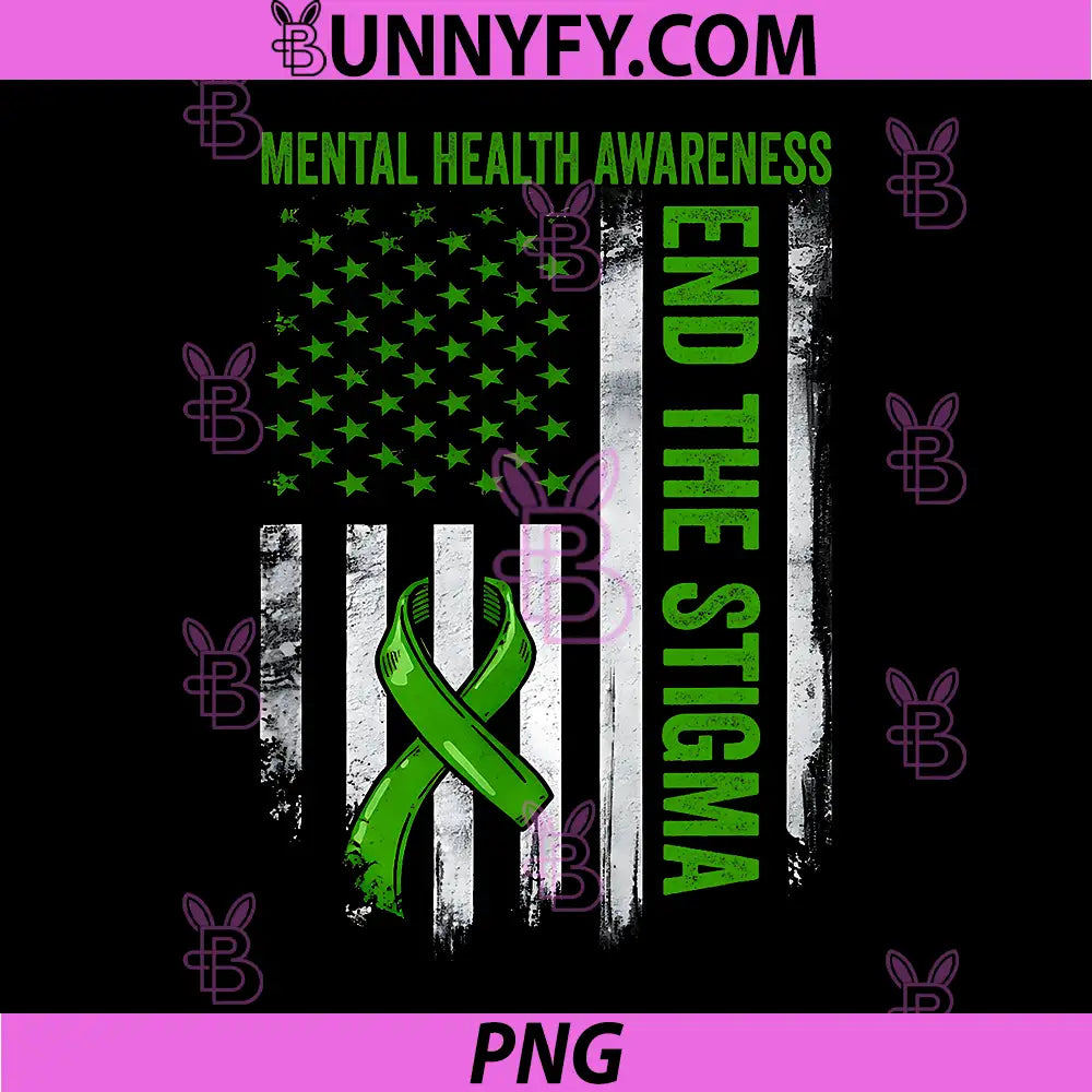 End the Stigma PNG, US Flag Mental Health Awareness PNG