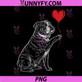 English Bulldog Dog Art PNG, Holding Heart Valentines PNG