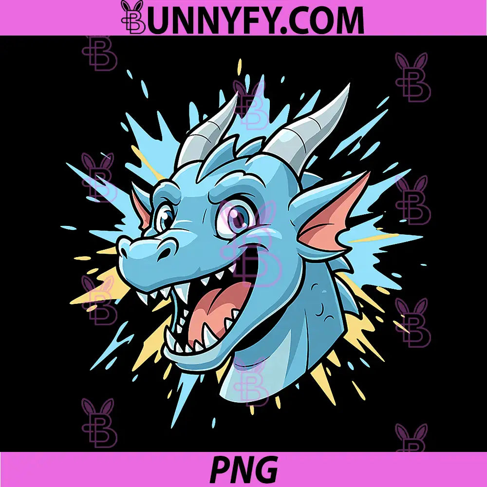 Epic Blue Dragon PNG, Cartoon Head Splash Fantasy PNG